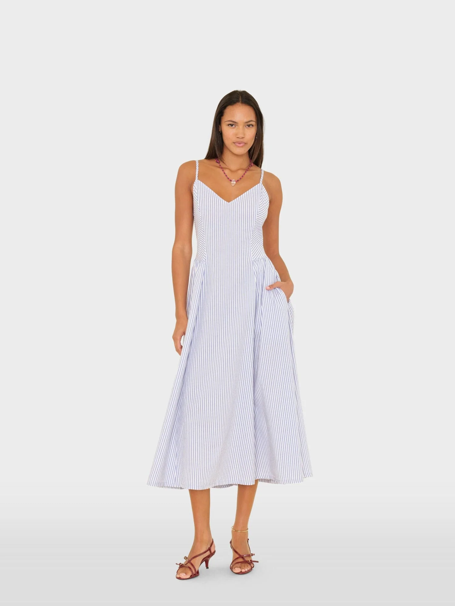 Blue Aggie Bardot Dress - Image 3