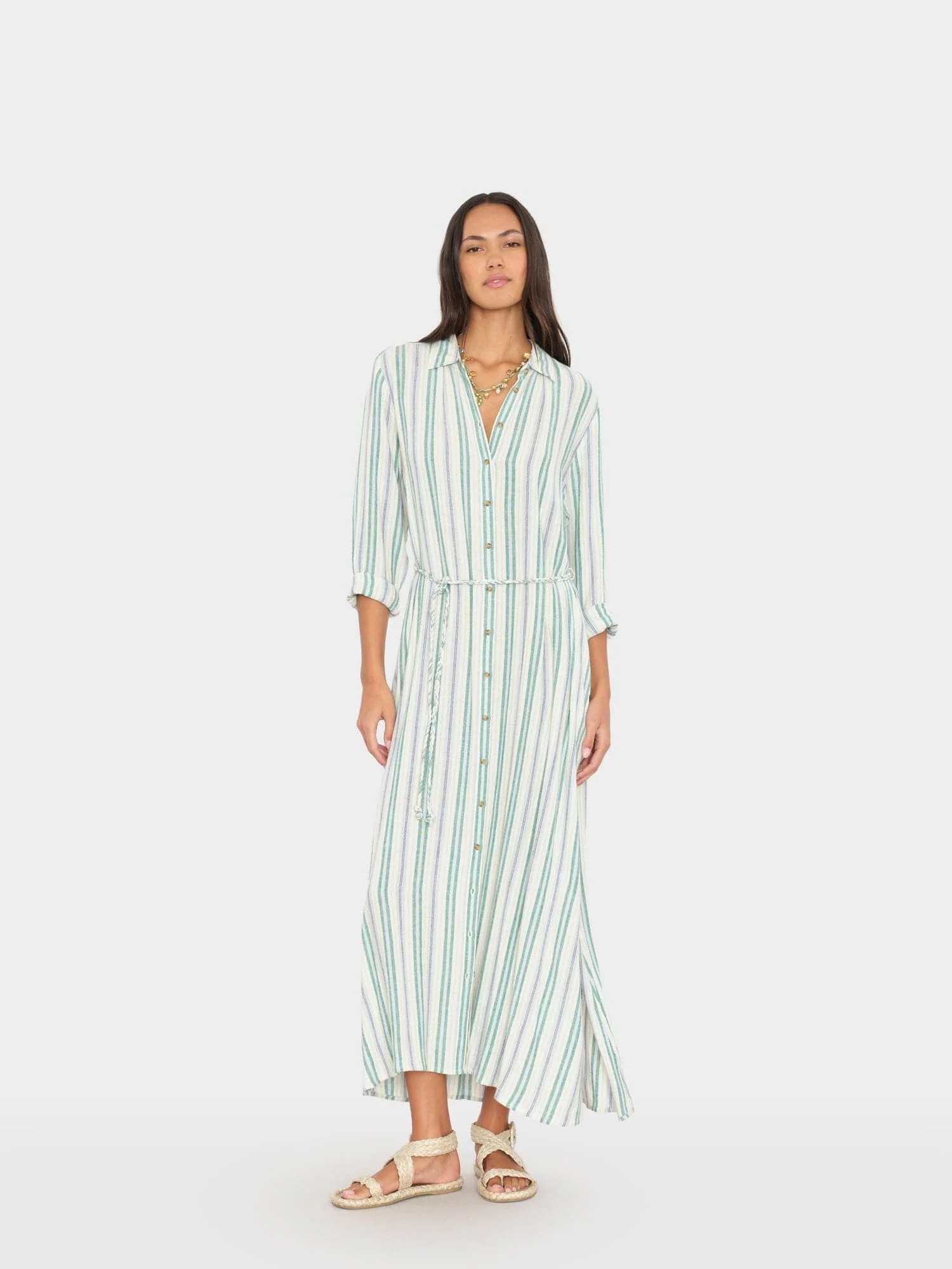 Blue Moss Stripe Bowen Dress