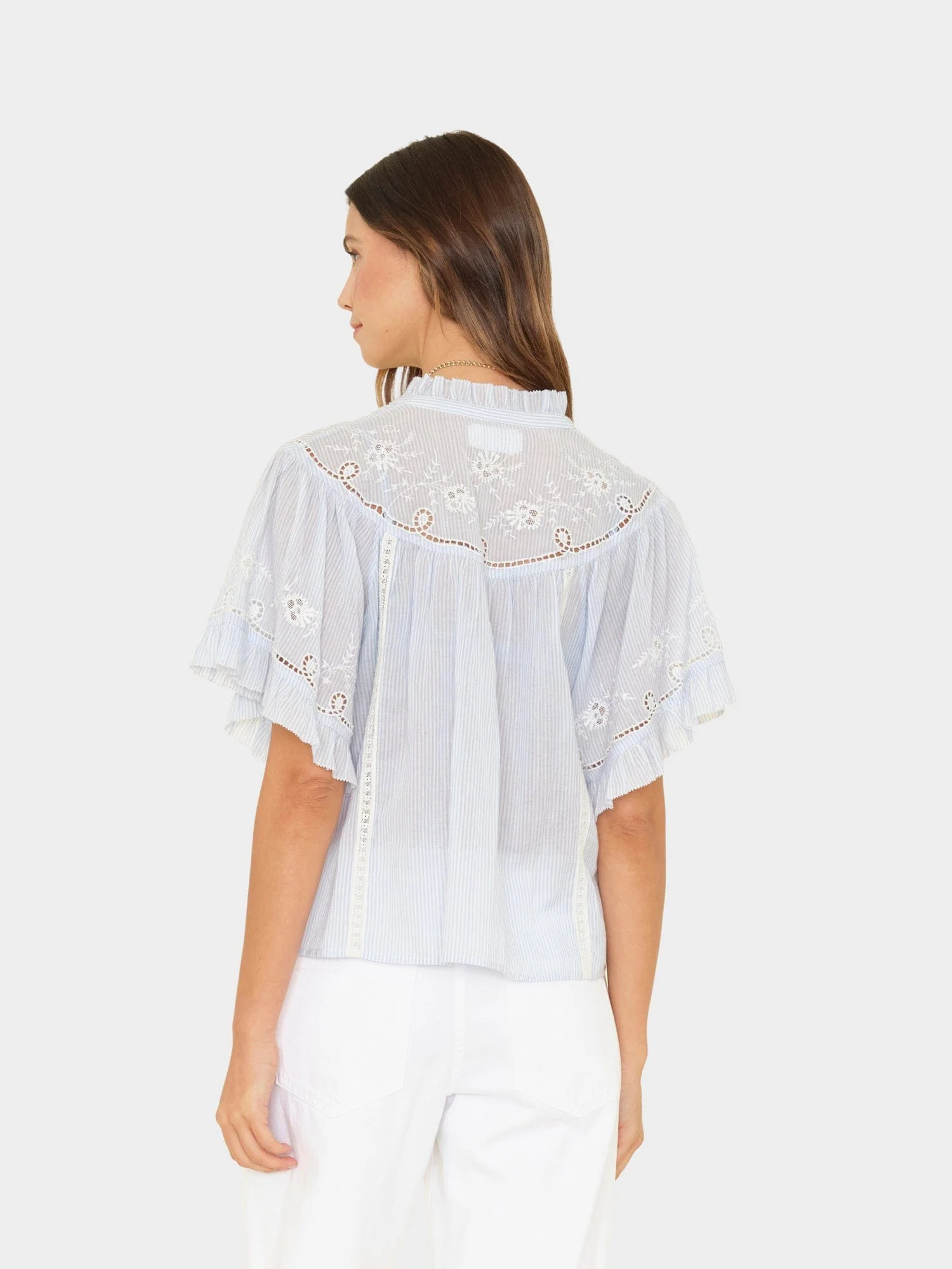 Blue White Stripe Mae Shirt - Image 3