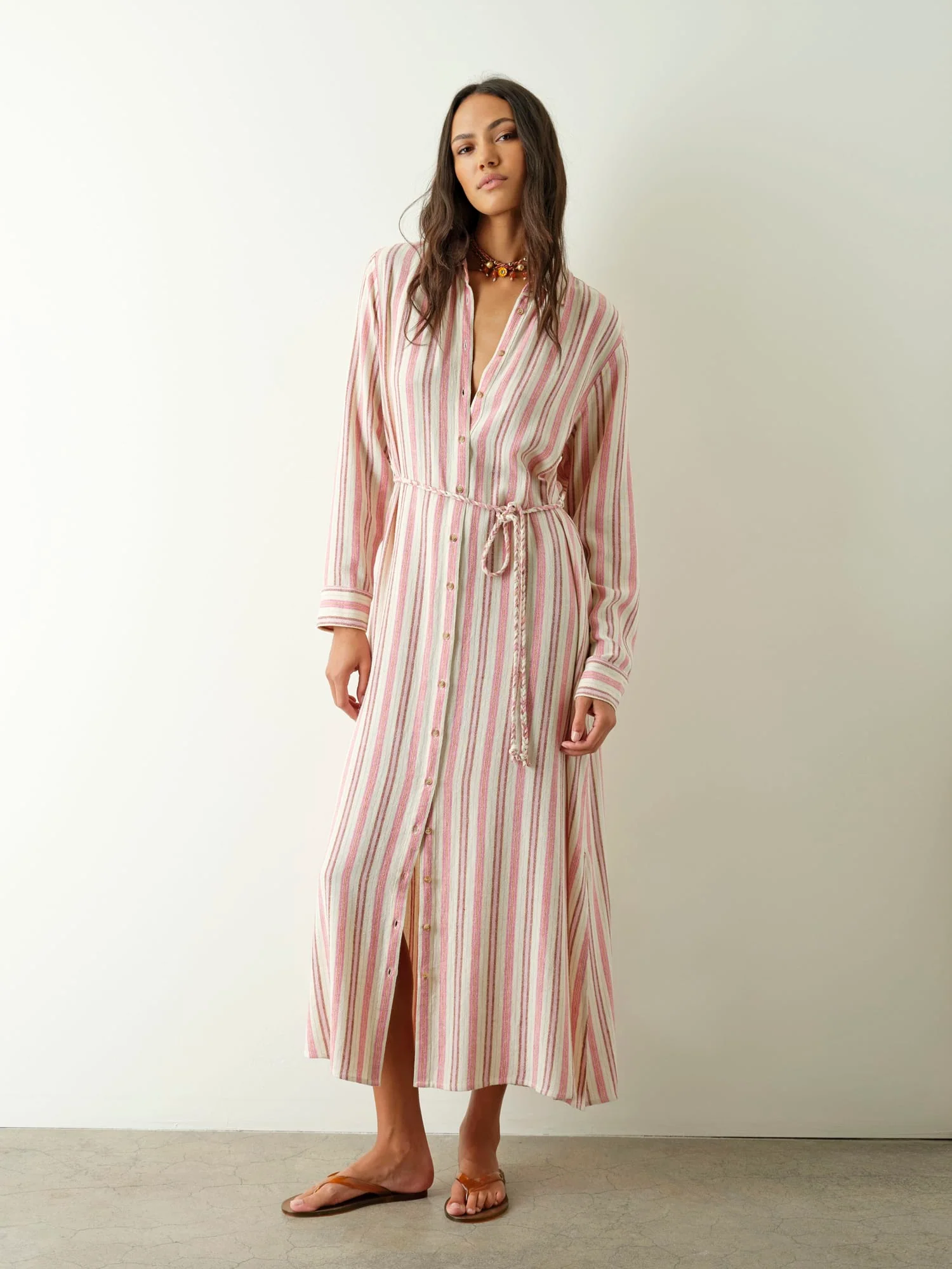 Dusty Pink Stripe Bowen Dress - Image 2