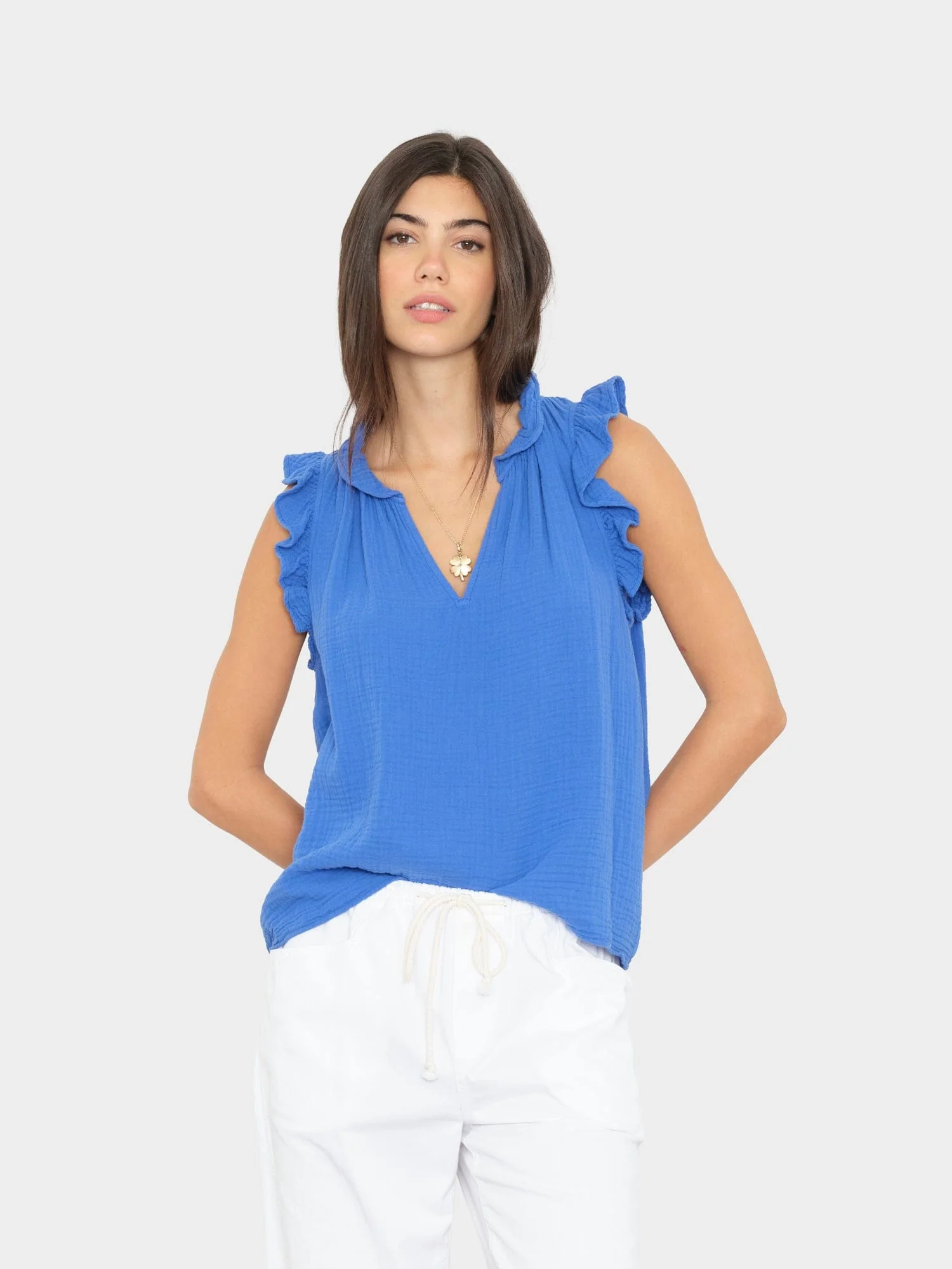 Nautical Blue Bex Gauze Top