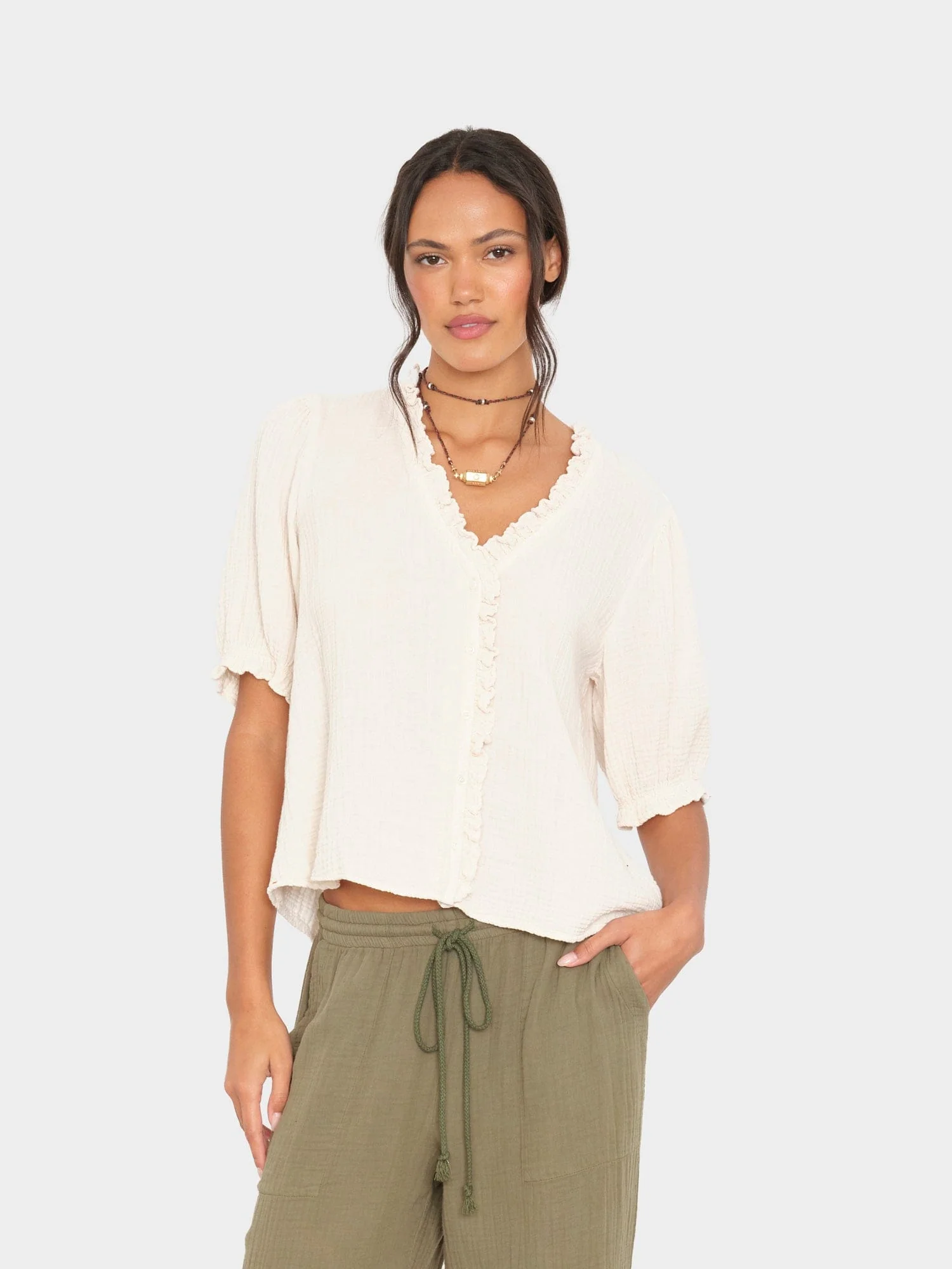 Oysterette Jenna Gauze Shirt