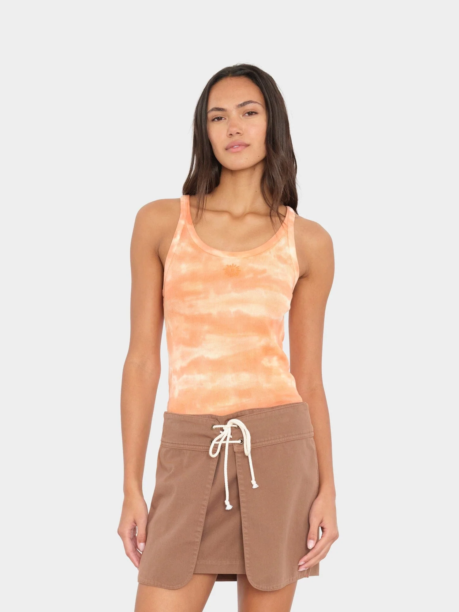 Sunset Orange Beca Fine Rib Tank Top