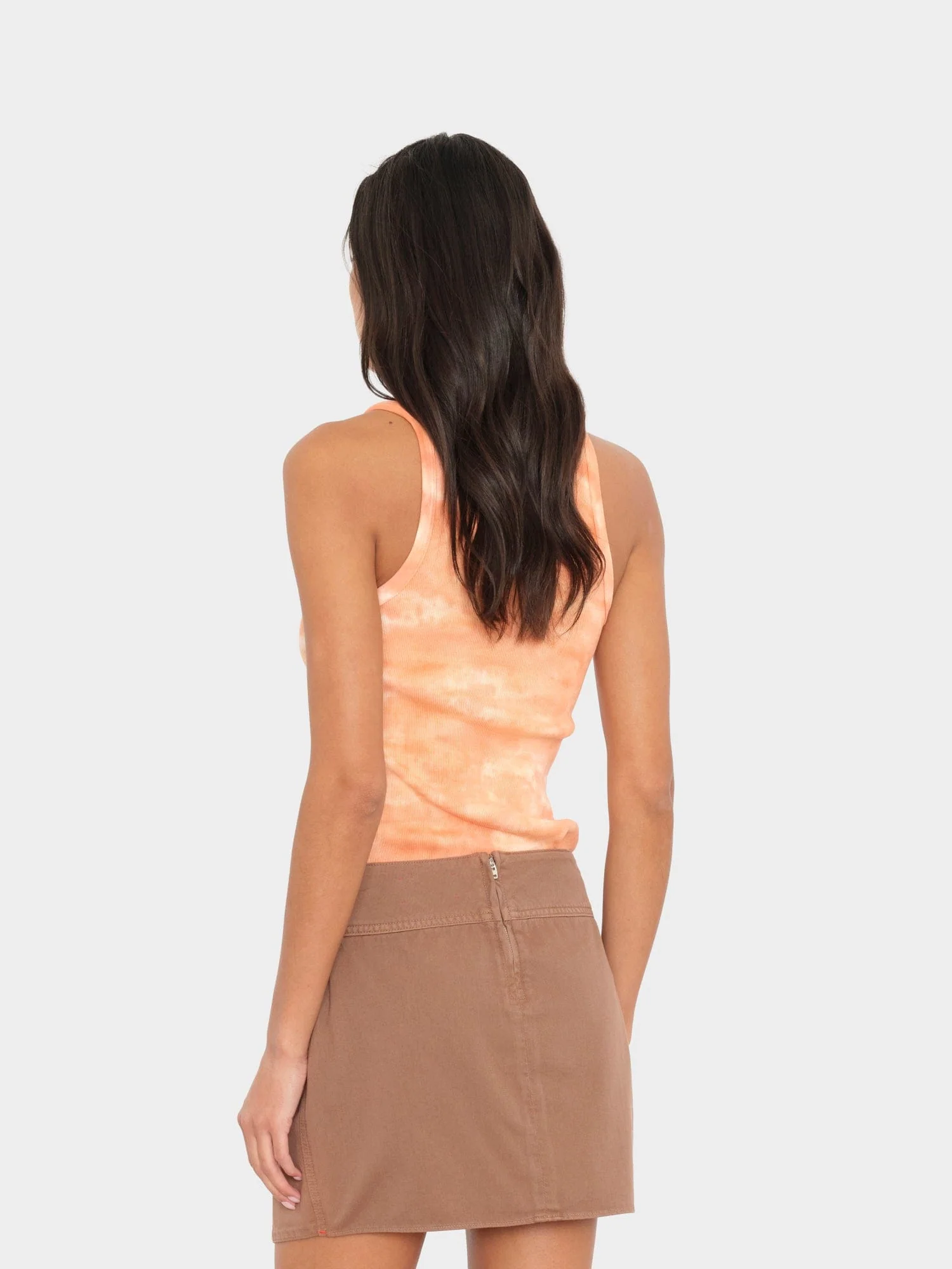 Sunset Orange Beca Fine Rib Tank Top - Image 2