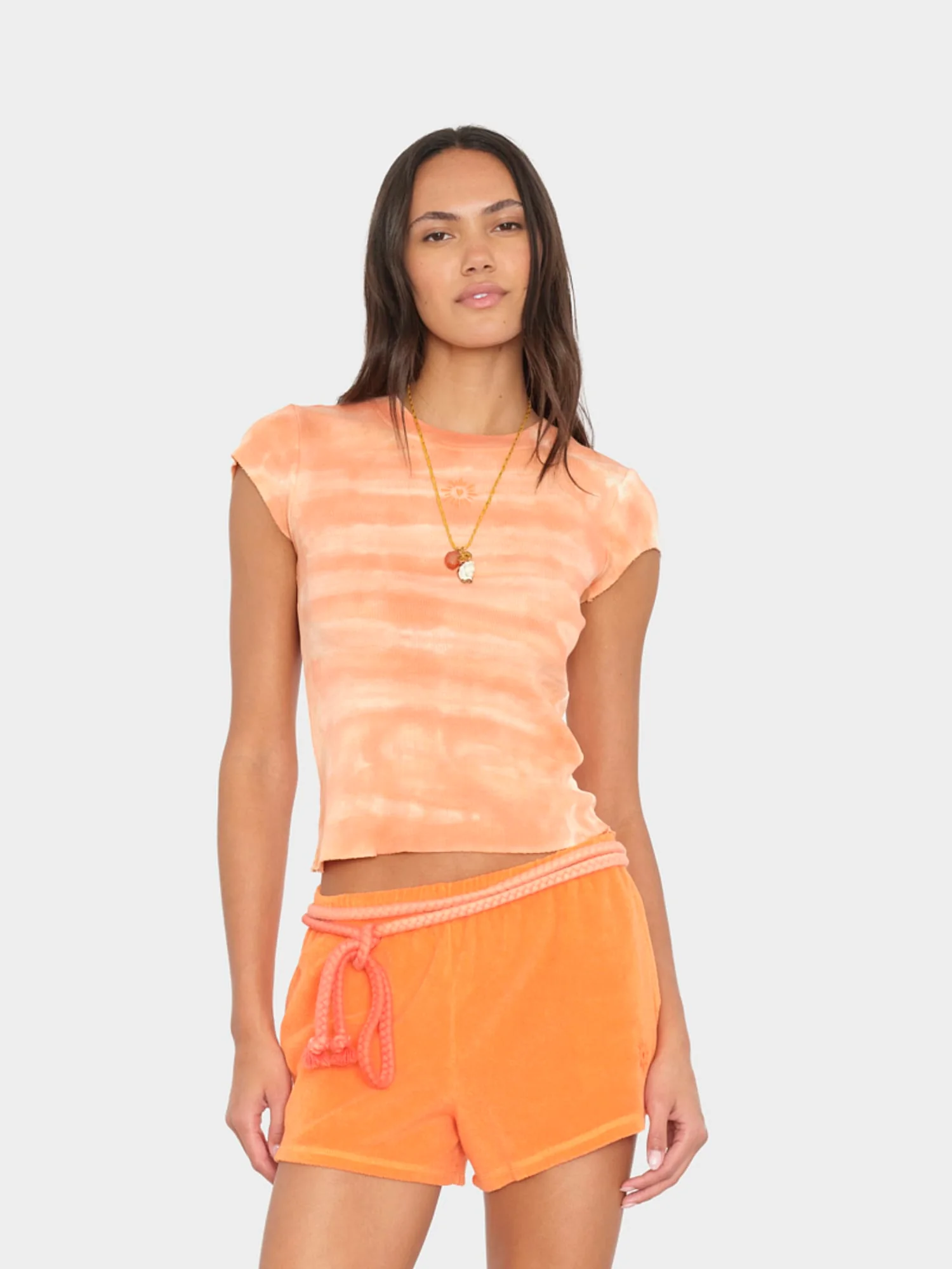 Sunset Orange Elliot Fine Rib Tee
