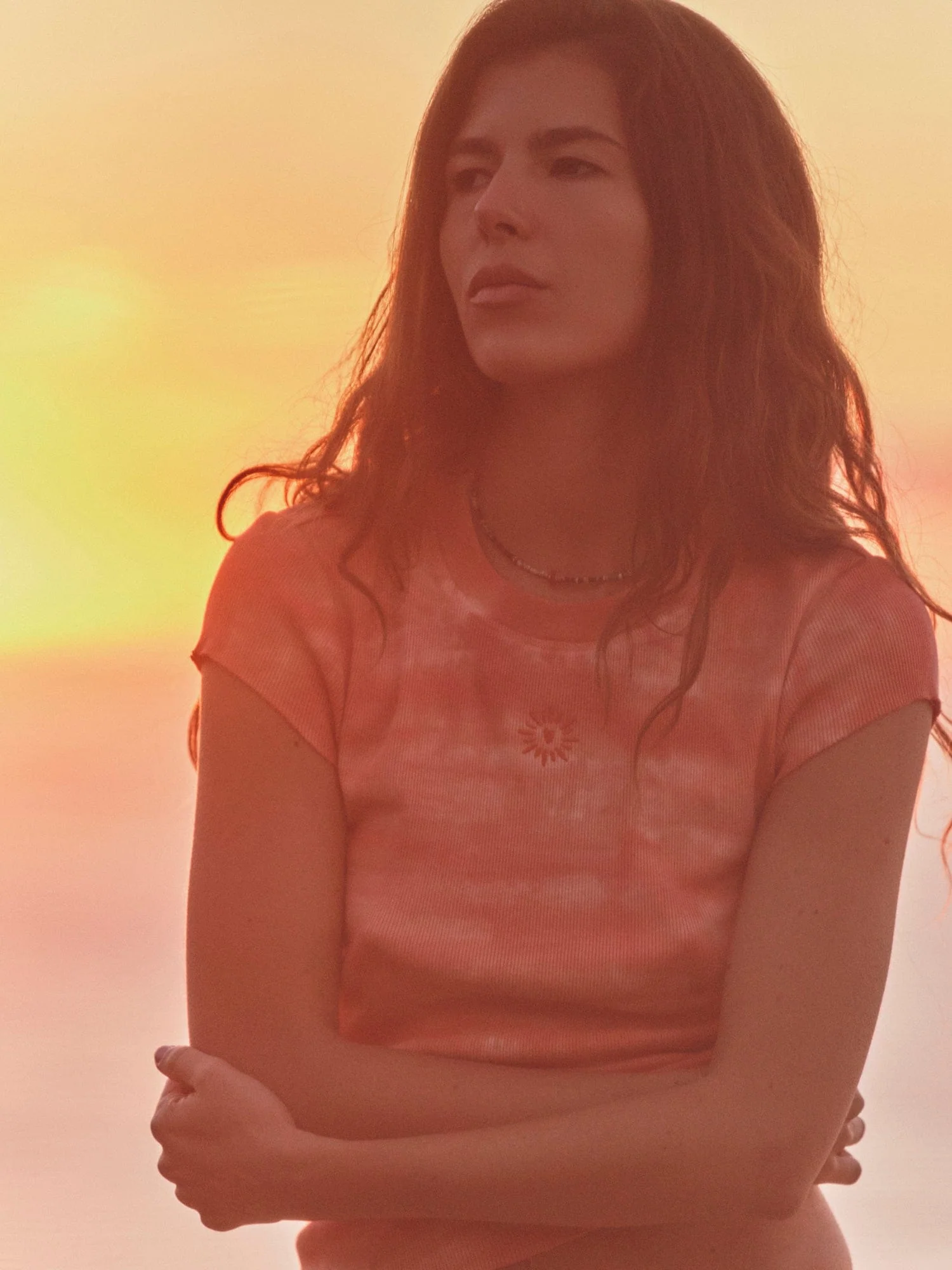 Sunset Orange Elliot Fine Rib Tee - Image 4